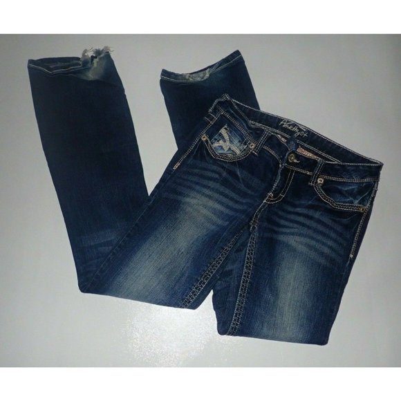 Amethyst Jeans  Slim Boot  Jeans Junior Size 7 flap button pocket top‎ stitch - Picture 1 of 7